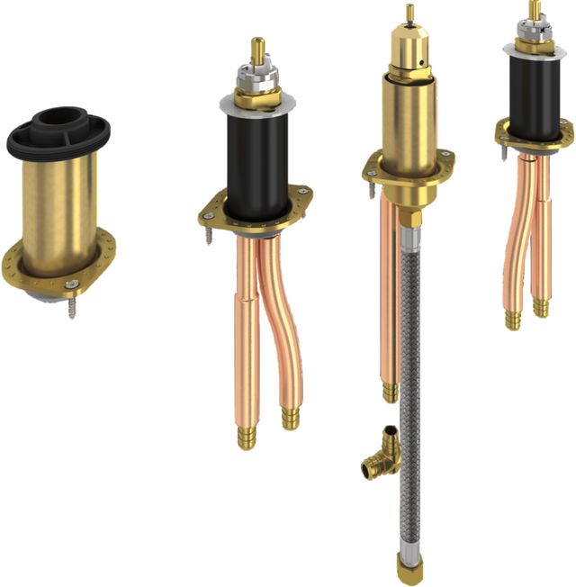 Delta PEX Crimp Two Handle Flexible Mount with Hand Shower-0
