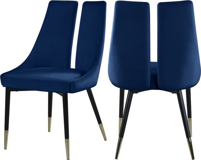Meridian Furniture Sleek Navy Velvet Dining Chair-1