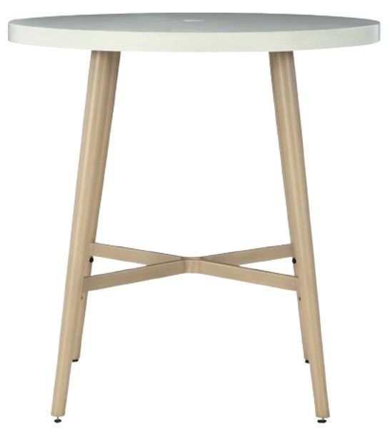 Signature Design by Ashley® Seton Creek White Aluminum/Stone Outdoor Bar Table with Beige Base-1