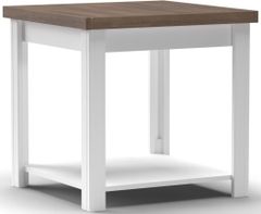 Legends Home Hampton Jasmin White End Table with Barnwood Top 