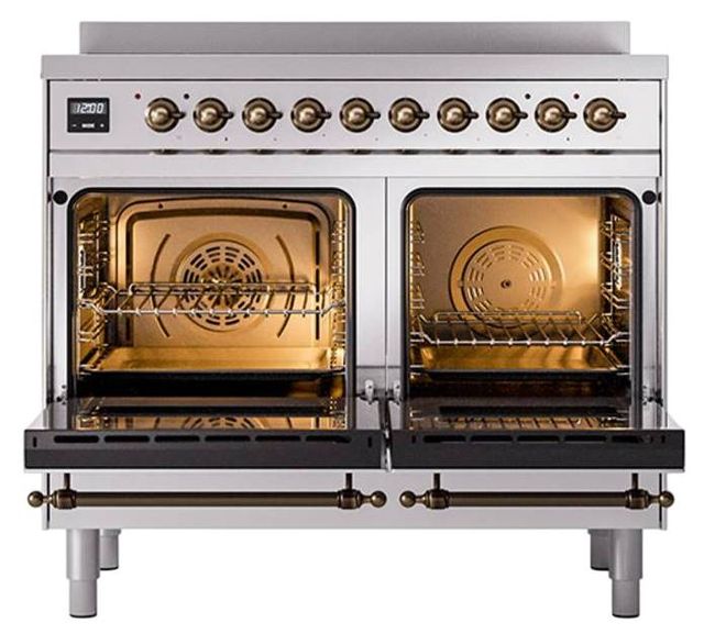 Ilve® Nostalgie II Noblesse 40'' Stainless Steel Pro Style Induction Range with Burnished Trim-2