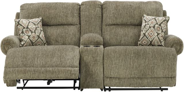 Signature Design by Ashley® Lubec 3-Piece Taupe Reclining Loveseat with Console-1
