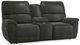 La-Z-Boy® Norris Chestnut Leather Power Reclining Loveseat with Console-0