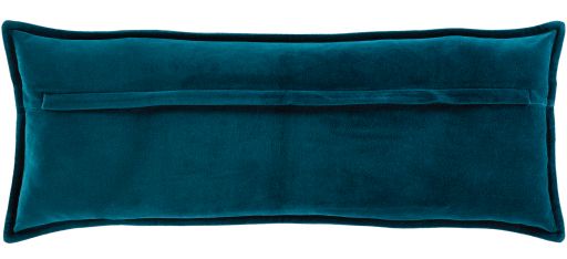Surya Cotton Velvet Teal 12"x30" Toss Pillow with Down Insert-1