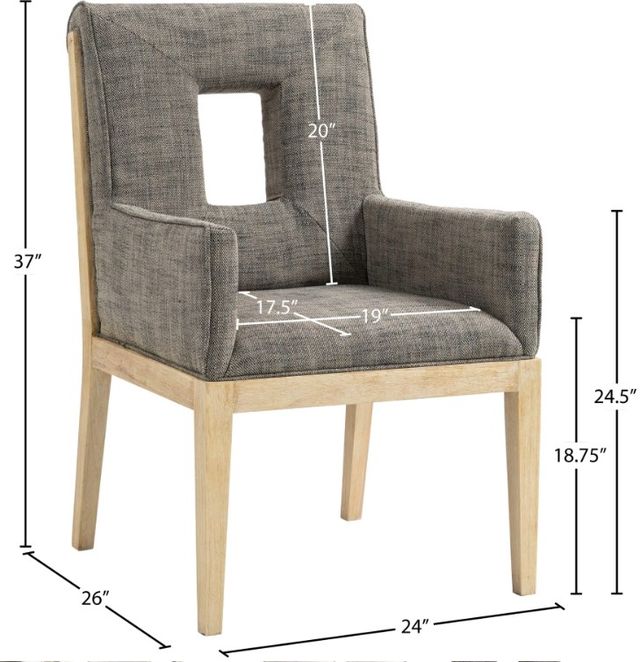 Meridian Furniture Gwendolyn Gray/Natural Linen Textured Upholstered Dining Chair-2