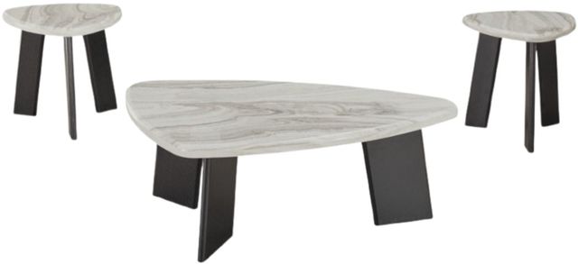 Signature Design by Ashley® Lilyberg 3-Piece Gray Occasional Table Set with Black Base-0