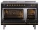 Ilve® Nostalgie II Noblesse 48'' Glossy Black Pro Style Dual Fuel Range with Brass Trim-1