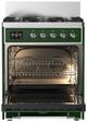 Ilve® Majestic III 30" Emerald Green Pro Style Dual Fuel Natural Gas Range with 5 Black Brass Burners and Chrome Trim-1