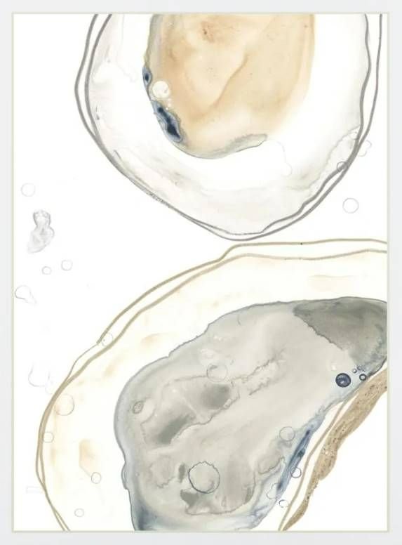 Classy Art Ocean Oysters I by June Erica Vess Mirrored Frame Wall Art-1
