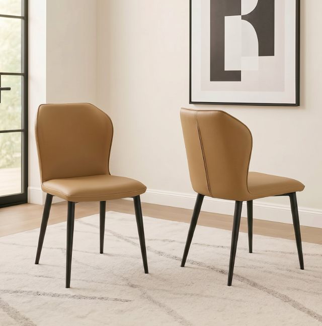 Cramco Vina Camel/Matte Black Dining Side Chair-1