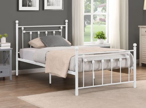 Milton Greens Stars White Twin Victorian Style Metal Platform Bed-1