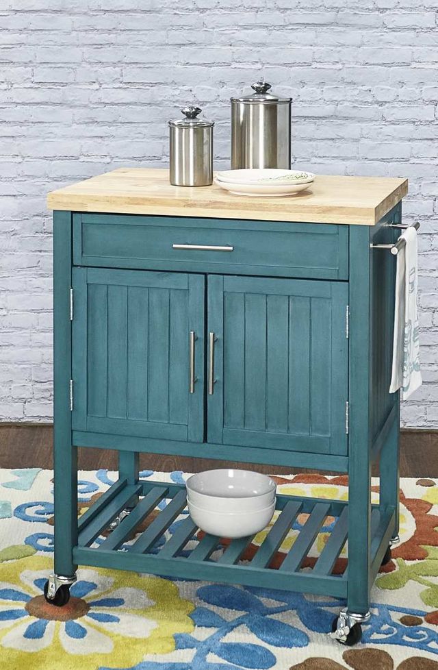Powell® Conrad Teal Kitchen Cart-0