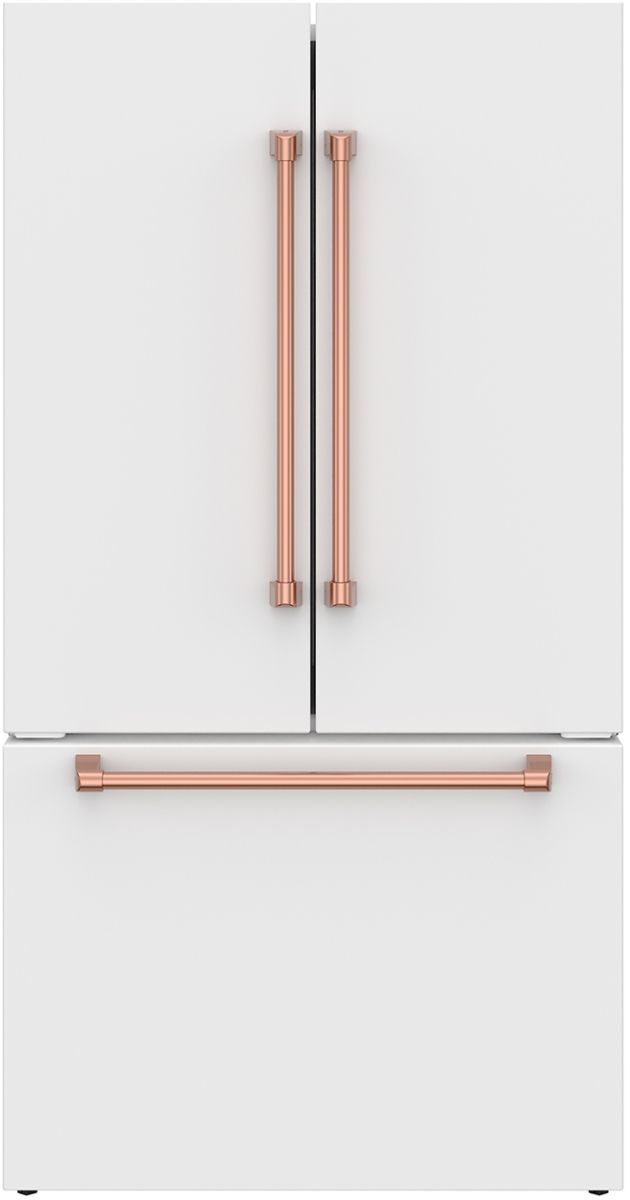 Thor Kitchen Gordon Ramsay Series 36" White French Door Counter Depth Refrigerator with Ice Maker & Rose Gold Hardware-2