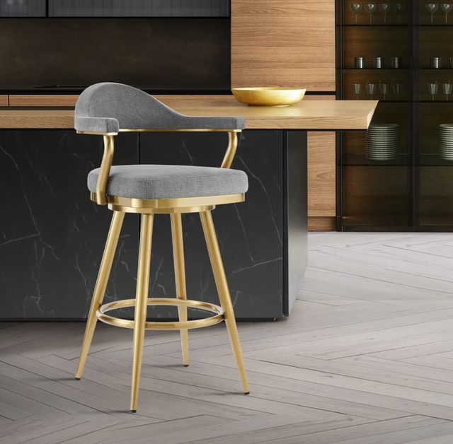 Armen Living Justin Anchor Gray/Gold Swivel Bar Stool-1