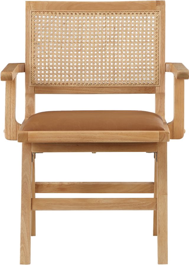 Meridian Furniture Abby Cognac/Natural Leather Dining Arm Chair-1