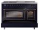 Ilve® Nostalgie II Noblesse 48'' Midnight Blue Pro Style Dual Fuel Range with Burnished Trim-3