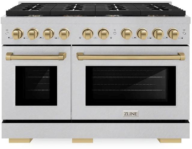 ZLINE Autograph Edition Paramount 48" Satin Stainless Steel Pro Style Dual Fuel Range with Champagne Bronze Accents-0