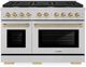 ZLINE Autograph Edition Paramount 48" Satin Stainless Steel Pro Style Dual Fuel Range with Champagne Bronze Accents-0