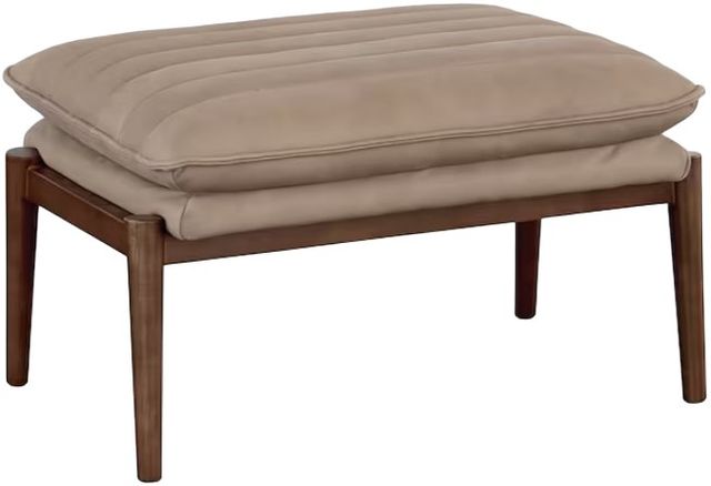Bassett® Furniture Ellis Leather Beige Ottoman-0