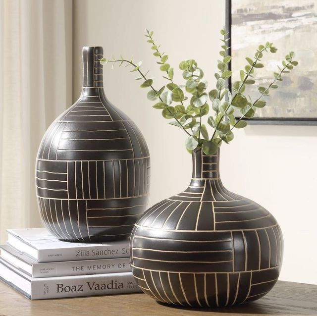 Uttermost® Graphite 2-Piece Black Stride Vase Set-1