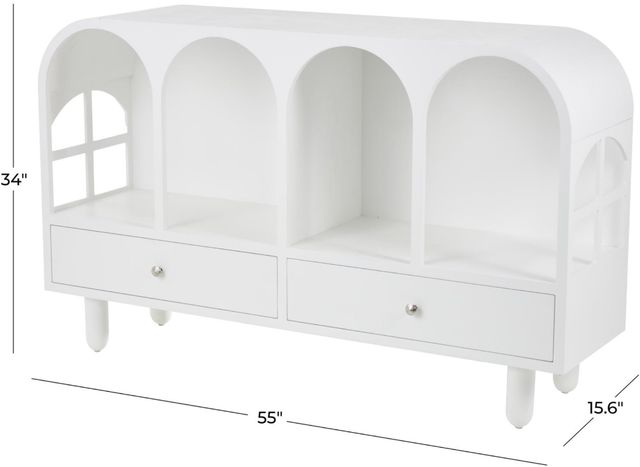 Deco Marche White 2-Drawer Console Table with Silver Knobs-3