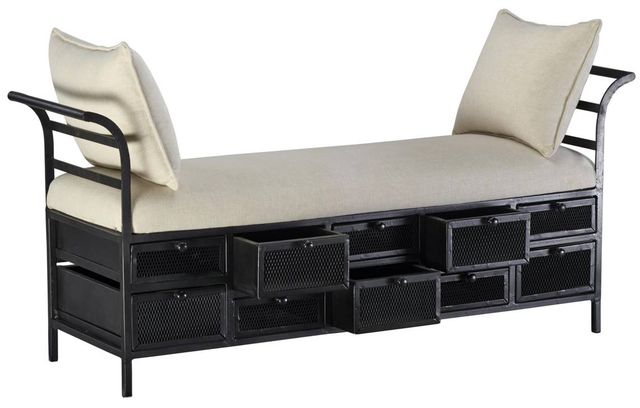 Jaipur Furniture Banning Beige/Black Storage Bench-0