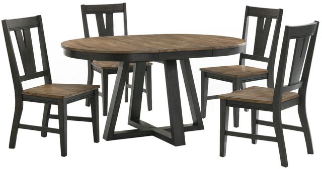 Intercon Harper Pecan Top Round Dining Table with Brushed Brown Base-2