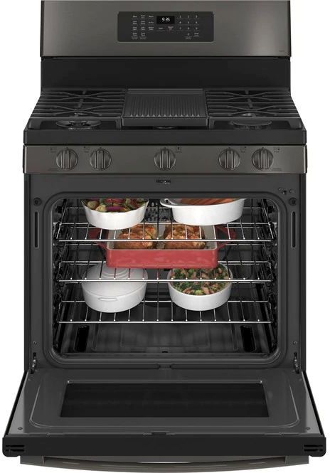 GE Profile™ 30" Fingerprint Resistant Black Stainless Free Standing Gas Range-2