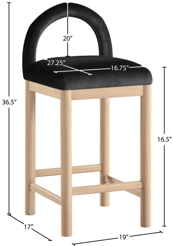 Meridian Furniture Conrad Black/Natural Upholstered Counter Stool-2