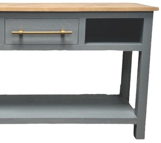 Million Dollar Rustic Harbor Brown Sofa Table with Gray Base-1