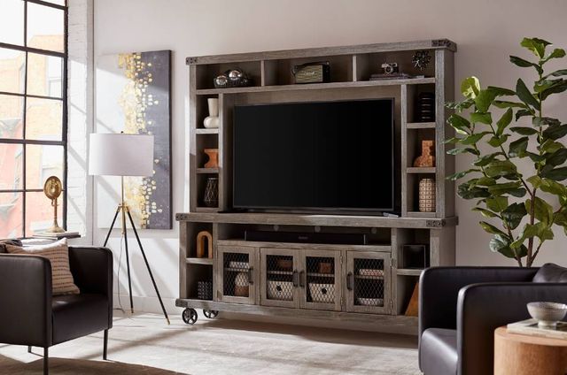 aspenhome® Industrial Smokey Gray 84" Console and Hutch-1