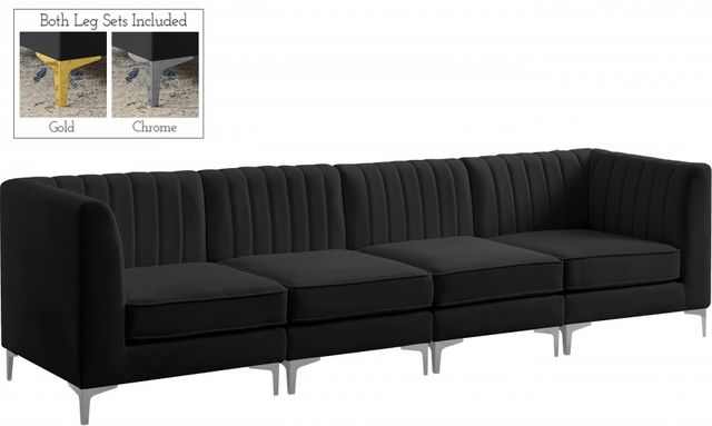 Meridian Furniture Alina Black Velvet Modular Sofa-1