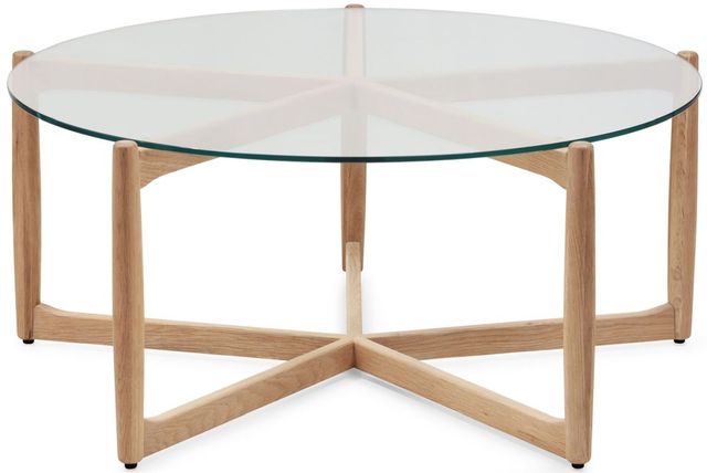 Moe's Home Collection Hetta Glass Top Coffee Table with Natural Oak Base-2