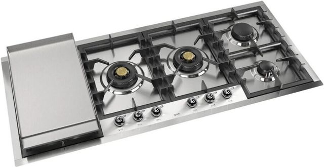 Ilve Nostalgie II 48” Stainless Steel Liquid Propane Cooktop with 6 Burners and Griddle-1