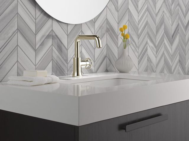 Delta Trinsic® Polished Nickel Single Handle Wheel Bathroom Faucet-2
