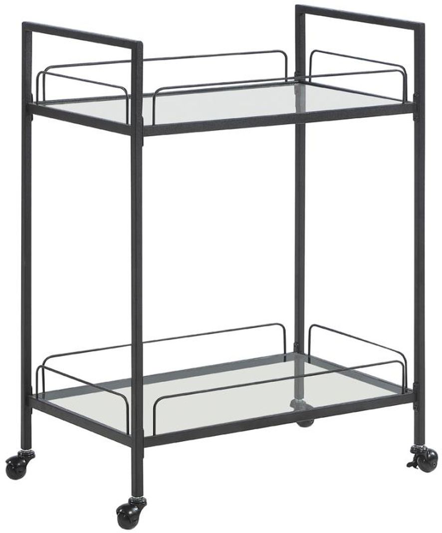 Coaster® Curltis Clear/Black Serving Cart with Glass Shelves