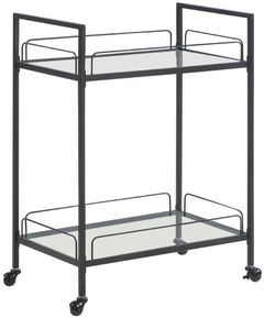 Coaster® Curltis Clear/Black Serving Cart with Glass Shelves