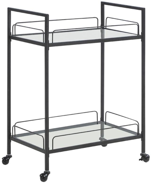 Coaster® Curltis Clear/Black Serving Cart with Glass Shelves-0
