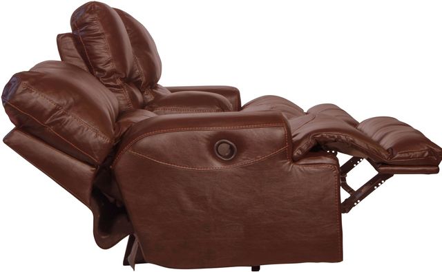 Catnapper® Wembley Walnut Leather Lay Flat Reclining Console Loveseat-4