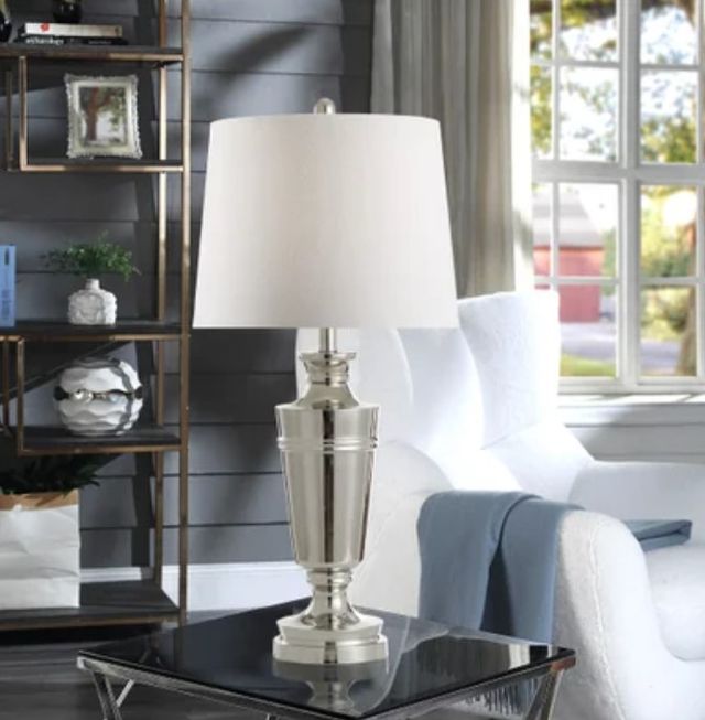 Stylecraft Polished Nickle/White Table Lamp -1