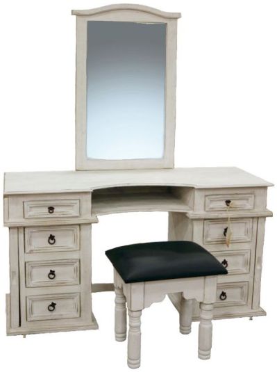 Million Dollar Rustic Frosted White Vanity with Jewelry Box-1