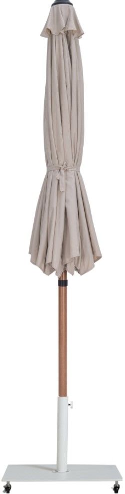 Meridian Furniture Fiji Beige/Teak/White Aluminum Outdoor Patio Umbrella and Base-2