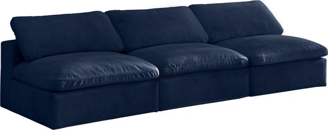 Meridian Furniture Cozy Navy Velvet 117" Cloud Modular Armless Sofa-0