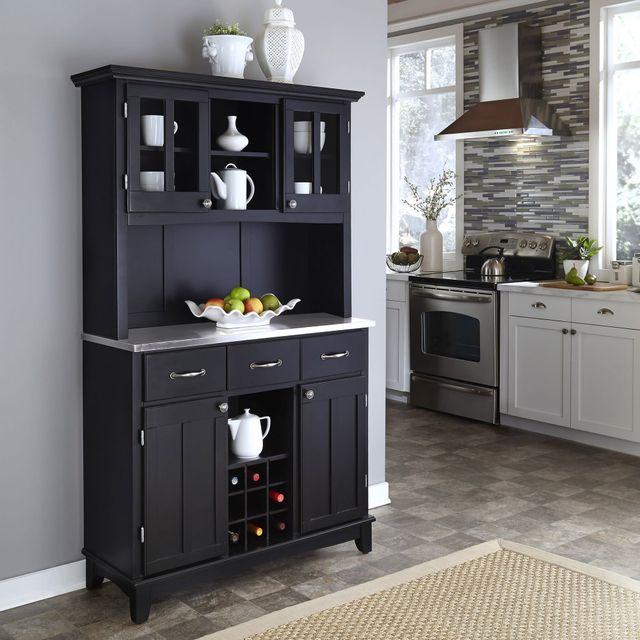 homestyles® Buffet Of Buffets Black/Stainless Steel Server with Hutch-1