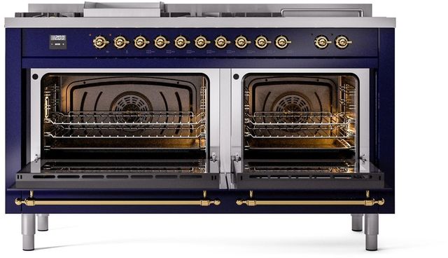Ilve® Nostalgie II Series 60" Midnight Blue Pro Style Dual Fuel Range-1