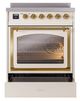 Ilve® Nostalgie II Noblesse 30'' Antique White Pro Style Induction Range with Brass Trim-3