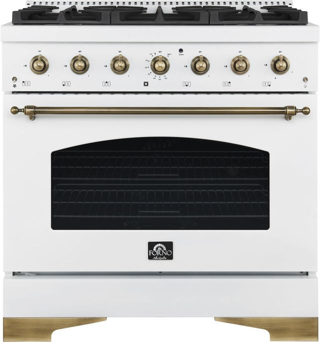 FORNO® Antico Alta Qualita 36" White Pro Style Dual Fuel Range-0