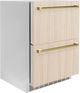ZLINE Autograph Edition Touchstone 4.6 Cu. Ft. Panel Ready Outdoor-Rated Refrigerator Drawers with Polished Gold Handles-2