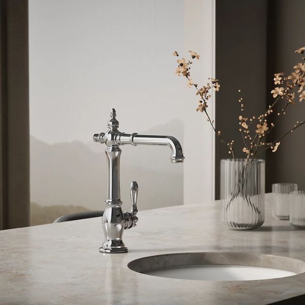 KOHLER® Artifacts® Polished Chrome Single-Handle Bar Sink Faucet-1