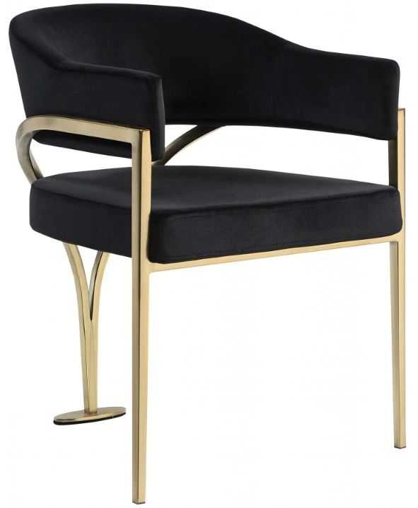 Meridian Furniture Madelyn Black/Brushed Brass Velvet Dining Chair-0